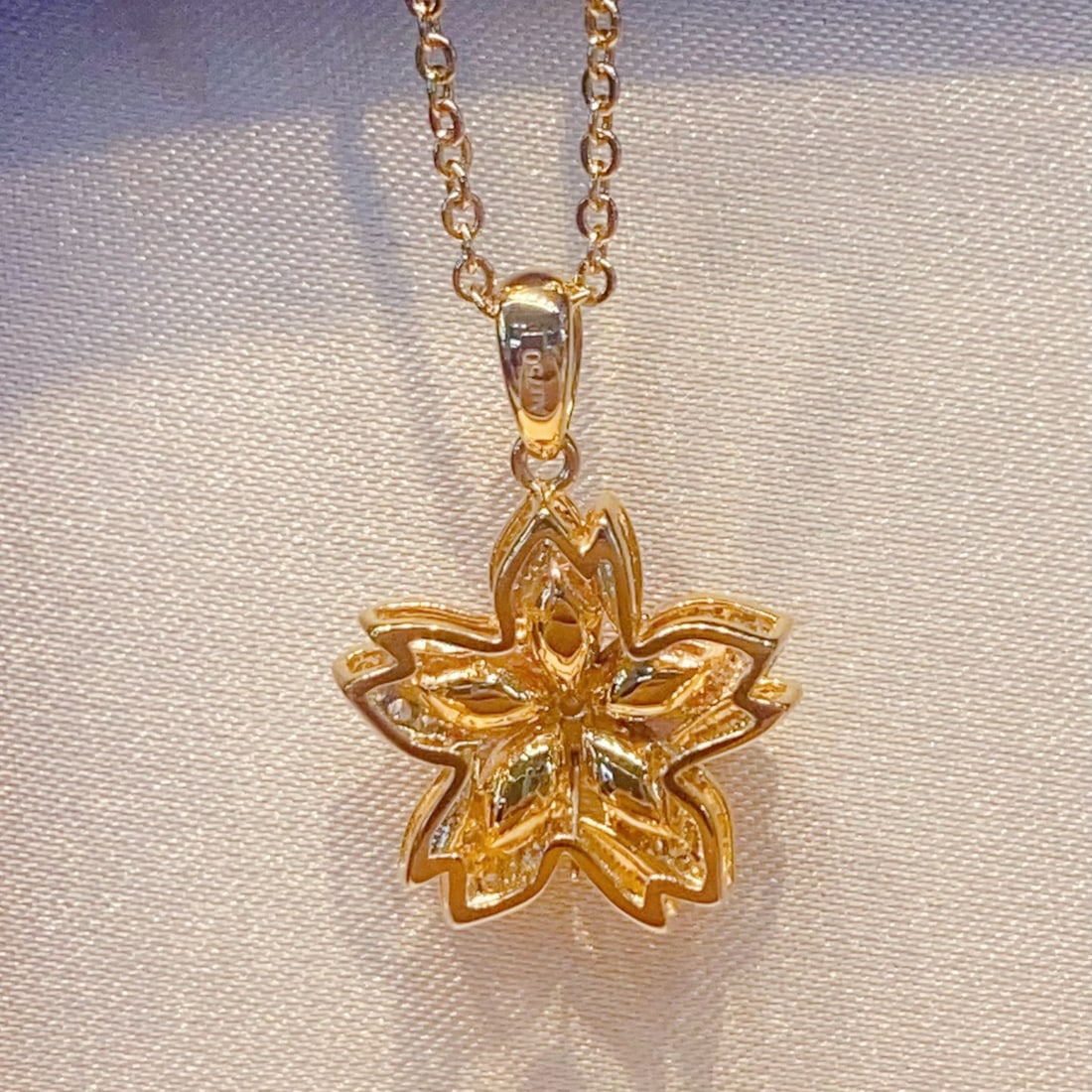 14k Gold 0.95 Ct Natural Ruby & Diamond & Flowers Pendant( Without Chain ) - 7