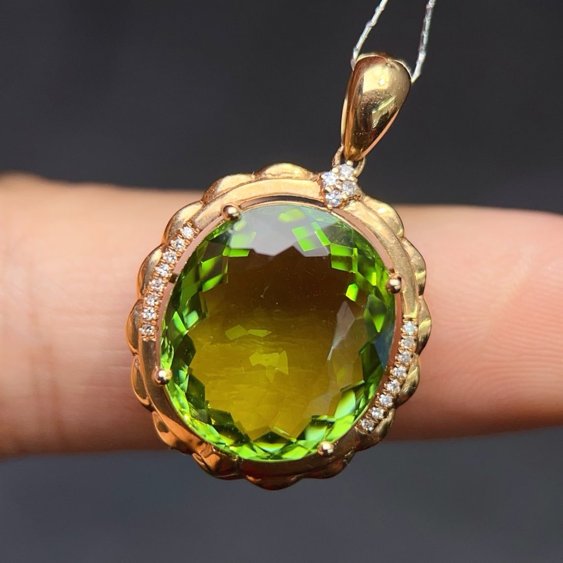 14k Gold 9.22 Ctw Natural Tourmaline & Diamond Pendant( Without Chain ) - 3