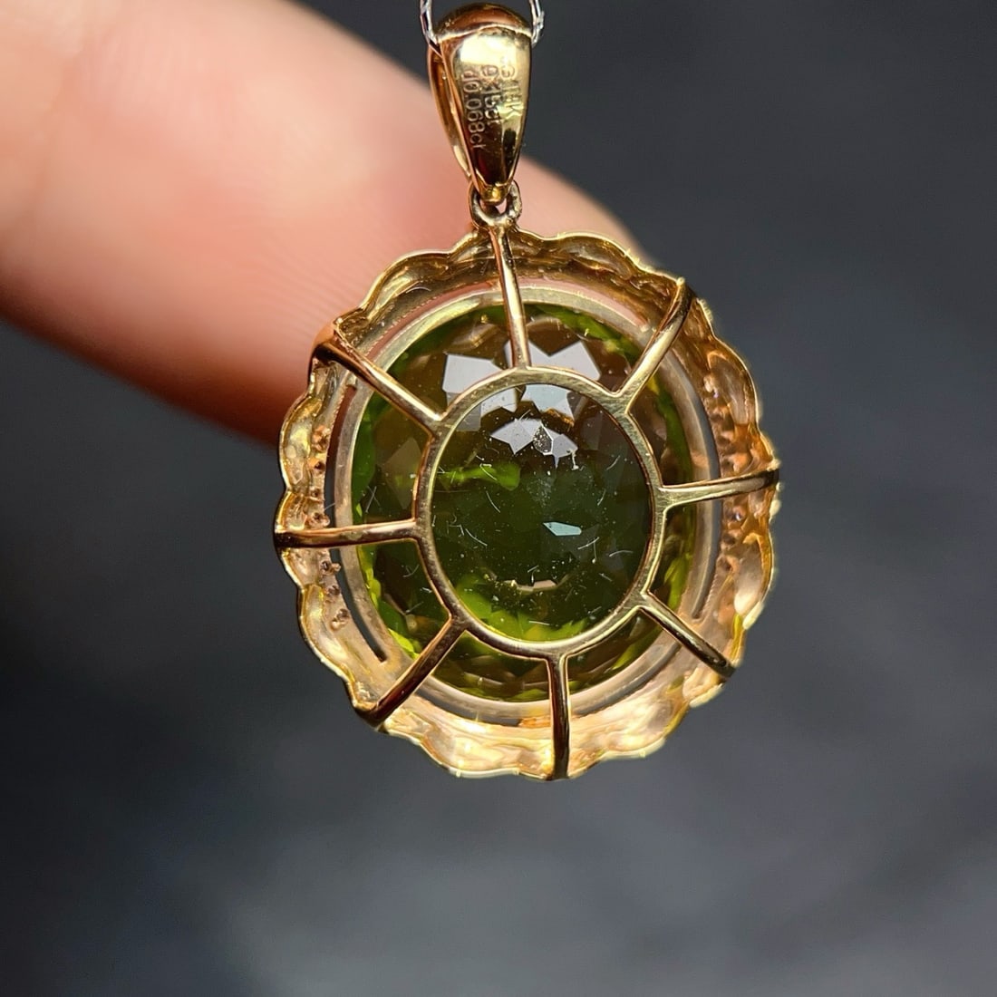 14k Gold 9.22 Ctw Natural Tourmaline & Diamond Pendant( Without Chain ) - 4
