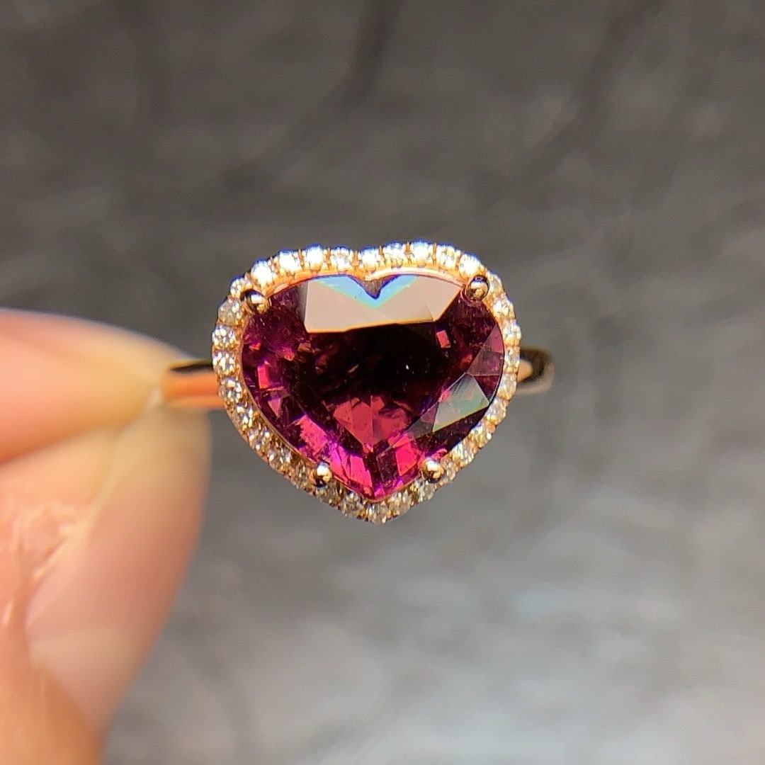 14k Gold 3.84 Ctw Natural Tourmaline & Diamond Ring - 2