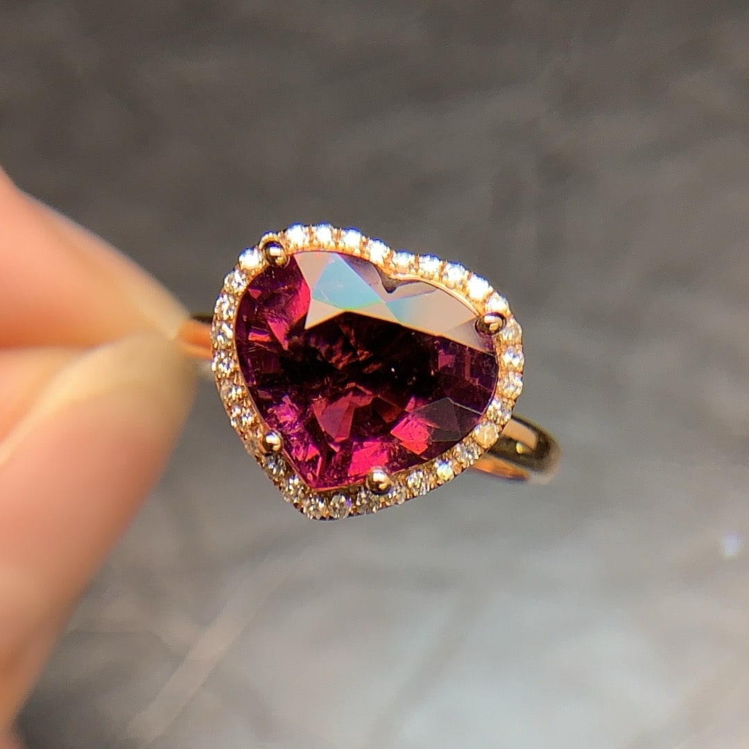 14k Gold 3.84 Ctw Natural Tourmaline & Diamond Ring - 3