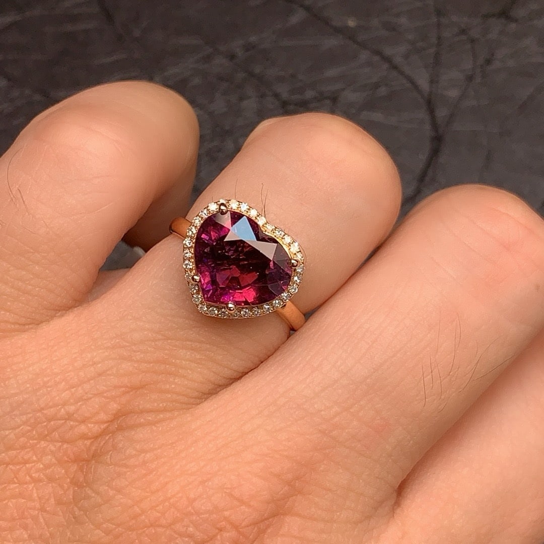 14k Gold 3.84 Ctw Natural Tourmaline & Diamond Ring - 4