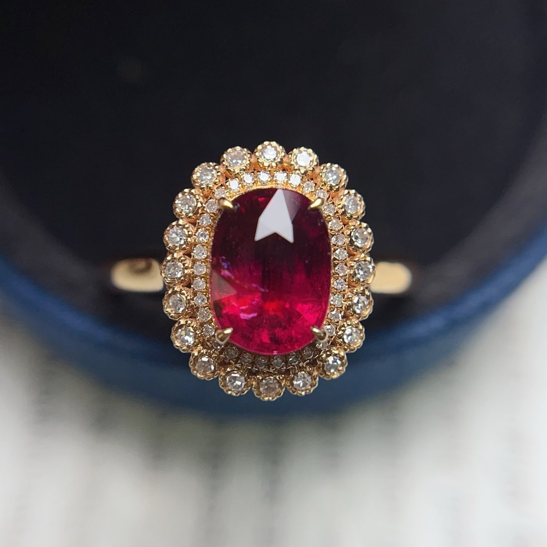 14k Gold 2.20 Ct Natural Tourmaline & Diamond Ring - 2