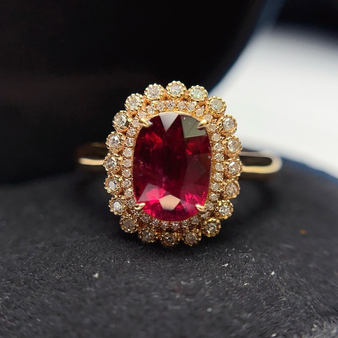 14k Gold 2.20 Ct Natural Tourmaline & Diamond Ring - 4
