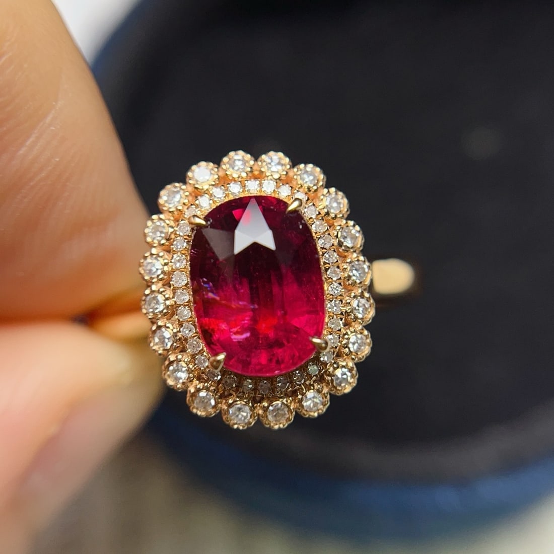 14k Gold 2.20 Ct Natural Tourmaline & Diamond Ring - 5