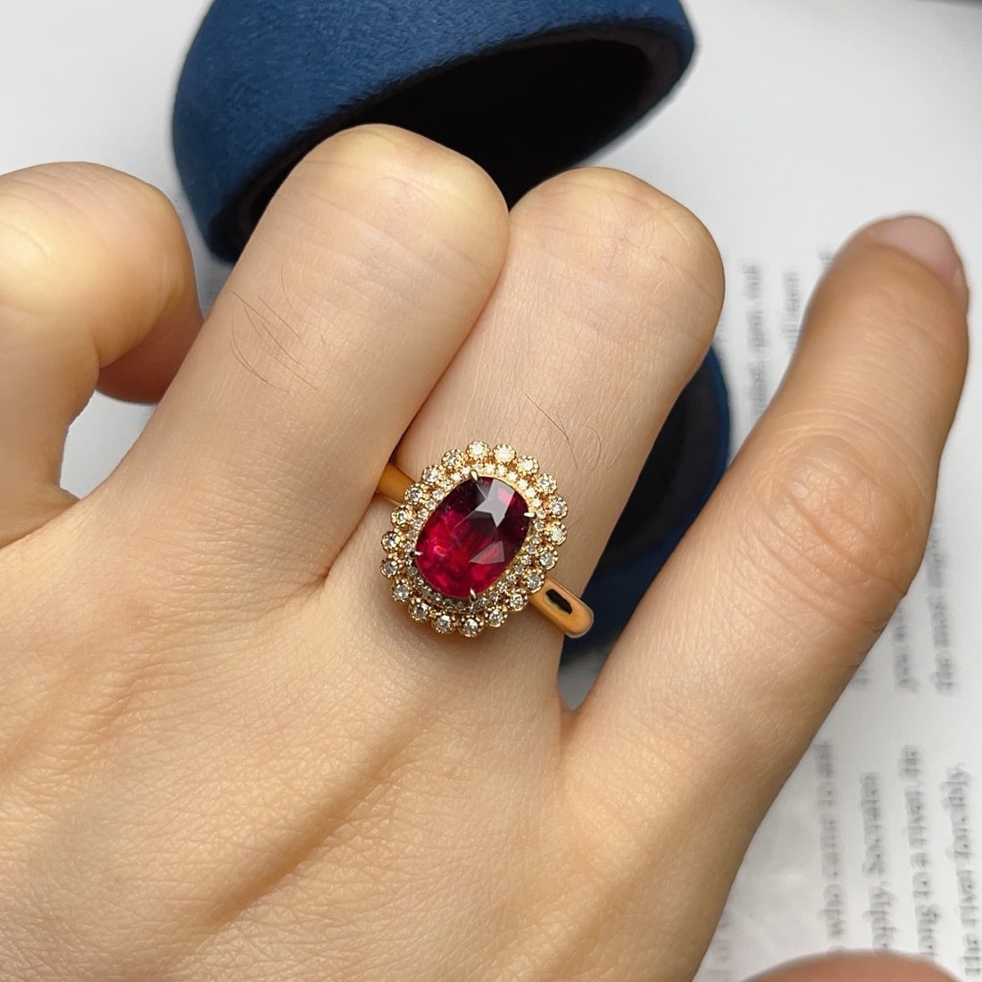 14k Gold 2.20 Ct Natural Tourmaline & Diamond Ring - 6