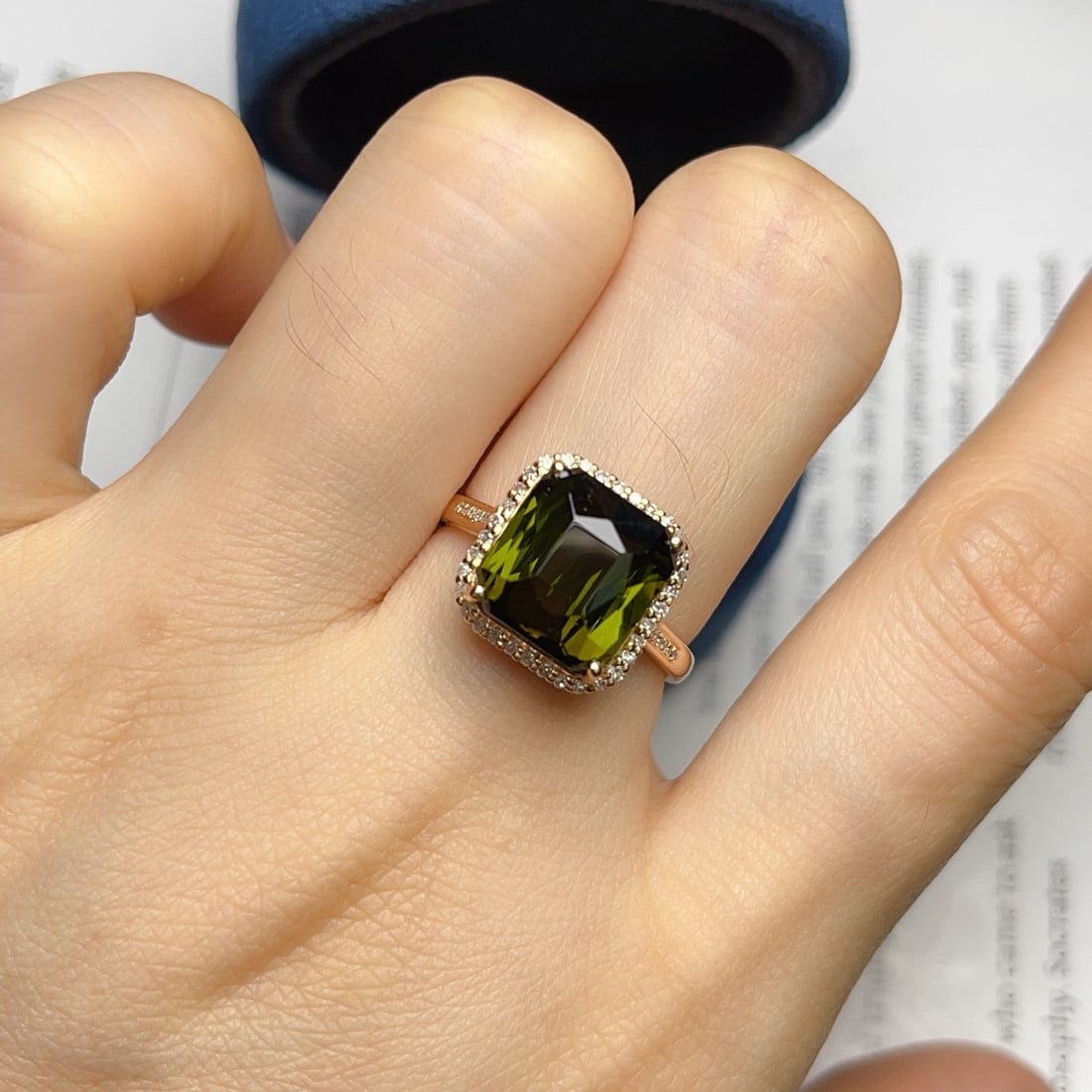 14k Gold 7.15 Ct Natural Tourmaline & Diamond Ring - 6
