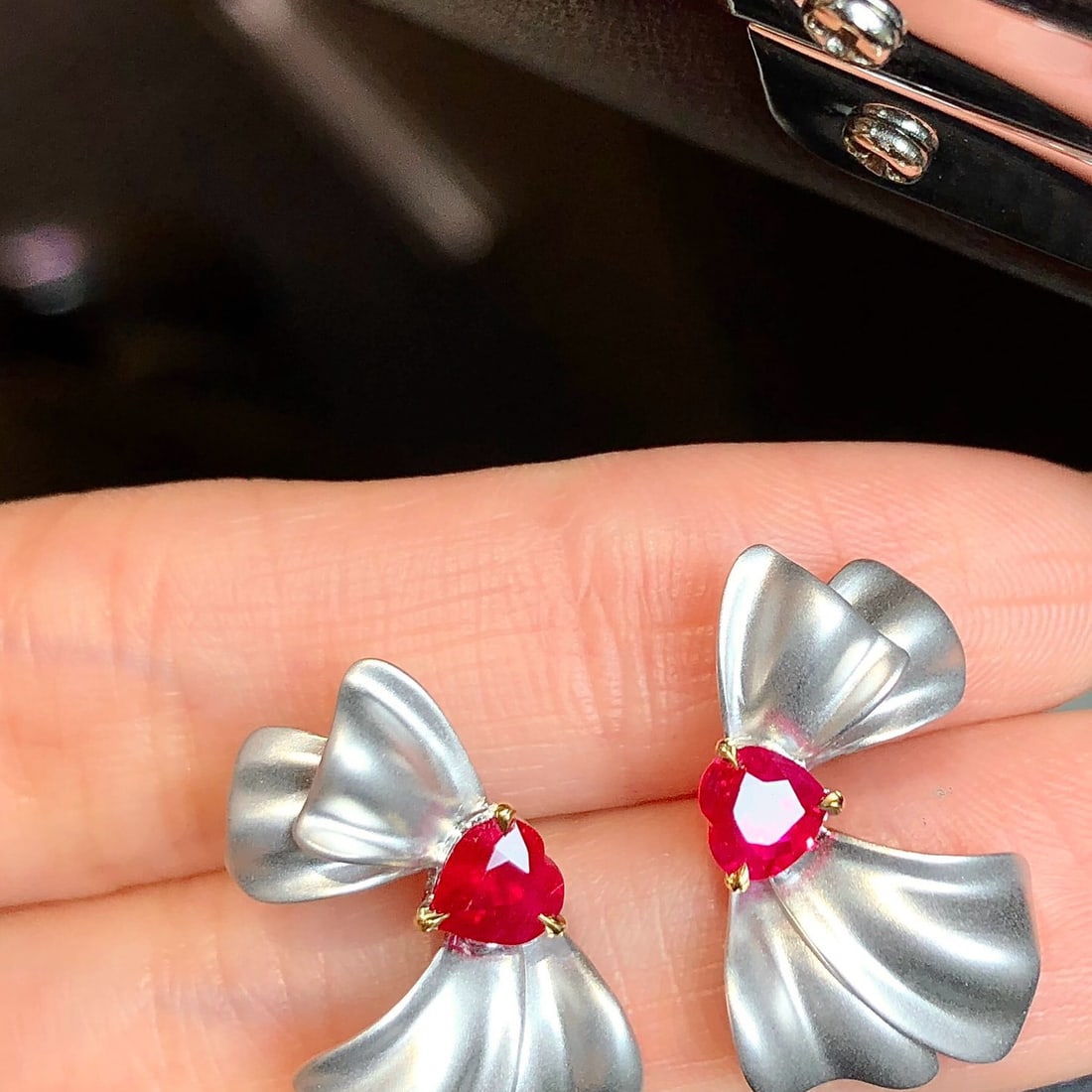 14k Gold 0.86 Ct Vivid Red Natural Ruby Earrings: Ref:231170147 // gold content:14k gold // main gemstone:ruby // shape:heart // carat weight:0. 86ct // color:vivid red // treatment:natural // Condition: New Low Estimate: 3500.00 High Estimate: