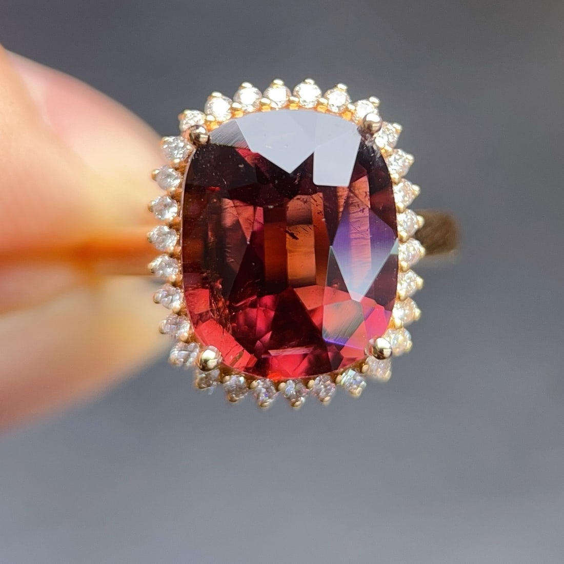 14k Gold 4.95 Ct Natural Tourmaline & Diamond Ring - 2