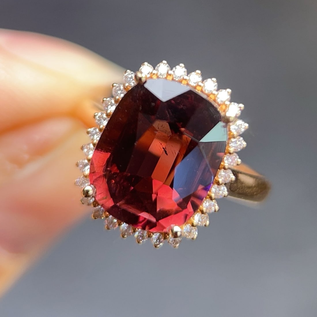 14k Gold 4.95 Ct Natural Tourmaline & Diamond Ring - 3