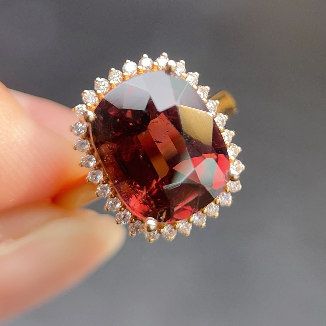 14k Gold 4.95 Ct Natural Tourmaline & Diamond Ring - 4