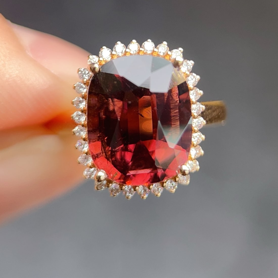 14k Gold 4.95 Ct Natural Tourmaline & Diamond Ring - 5
