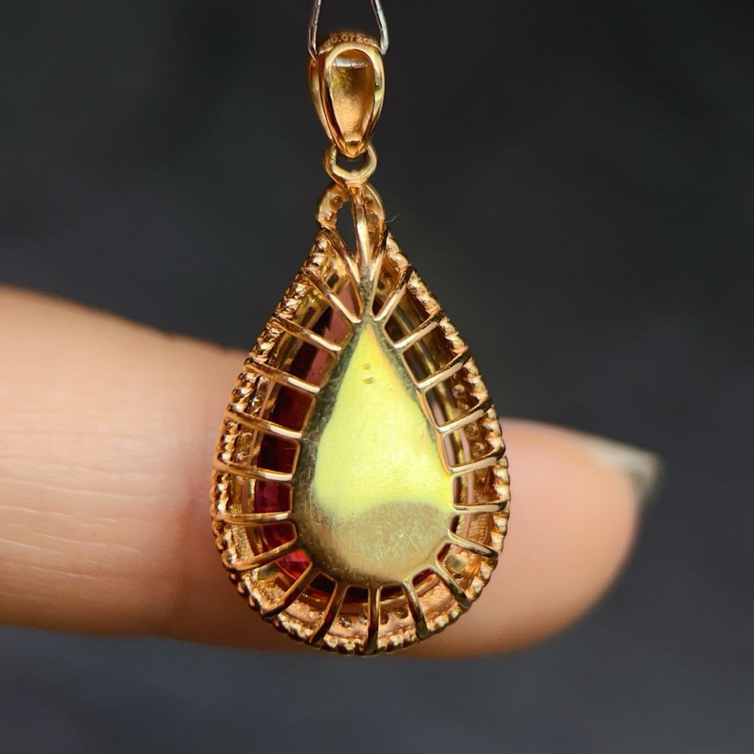 14k Gold 5.65 Ct Natural Tourmaline & Diamond Pendant( Without Chain ) - 4