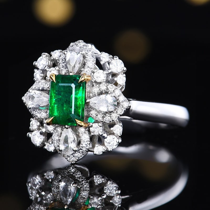 14k Gold 1.03 Ctw Vivid Green Natural Emerald & Diamond Ring/pendant( Without Chain ) - 2
