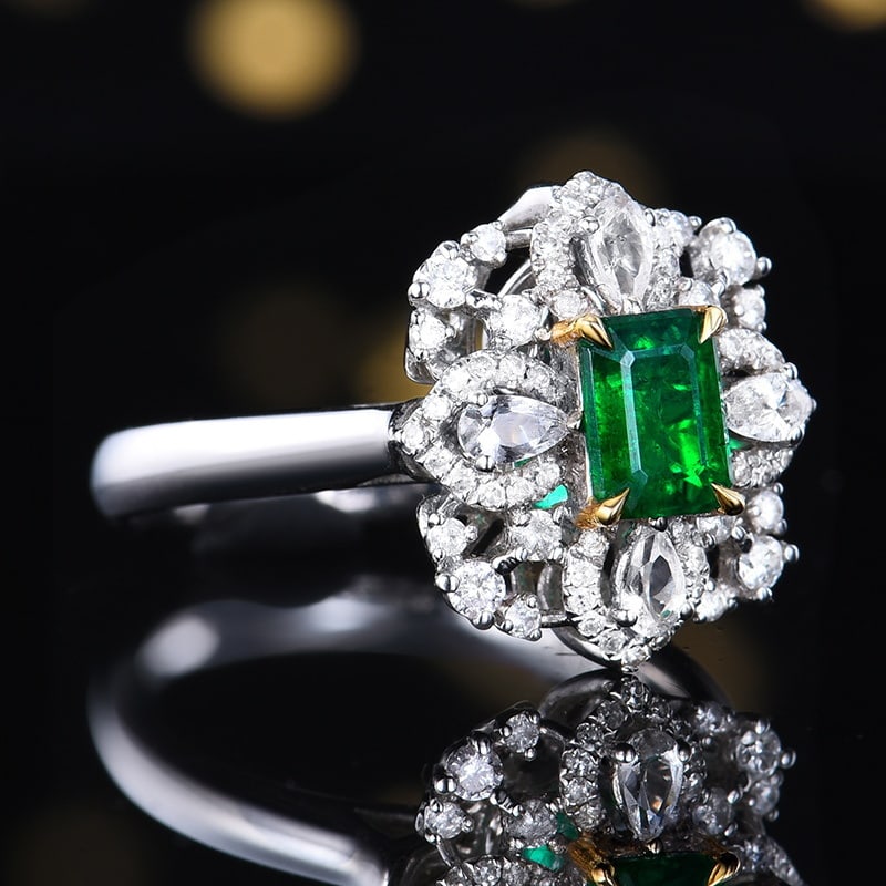 14k Gold 1.03 Ctw Vivid Green Natural Emerald & Diamond Ring/pendant( Without Chain ) - 3
