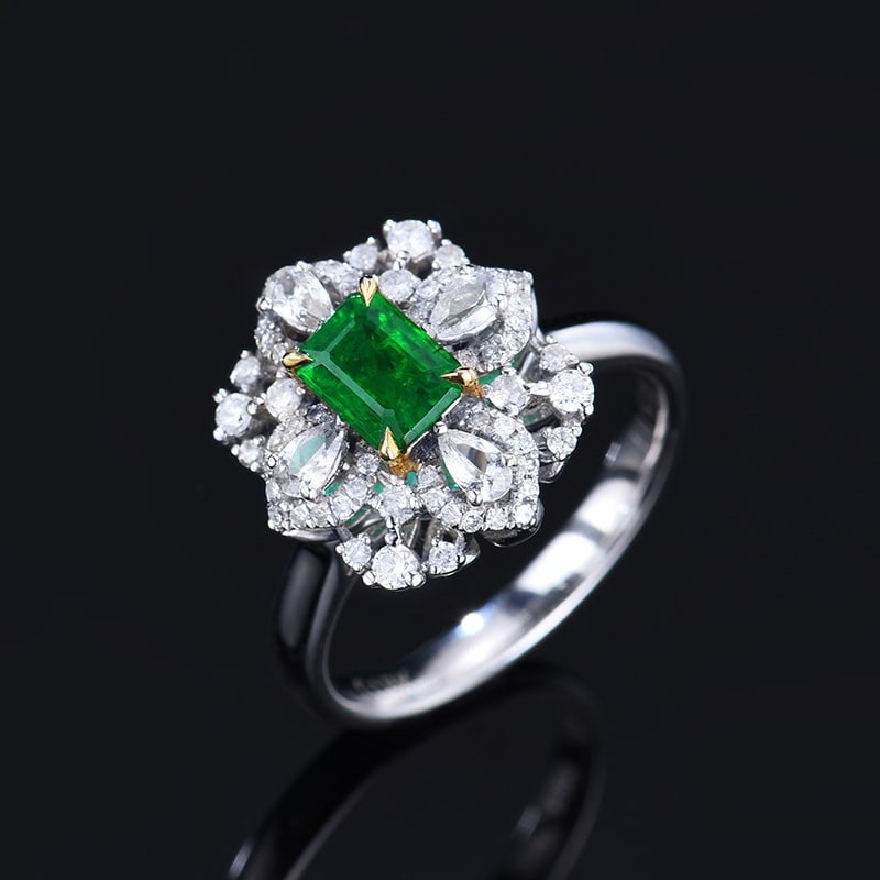 14k Gold 1.03 Ctw Vivid Green Natural Emerald & Diamond Ring/pendant( Without Chain ) - 5