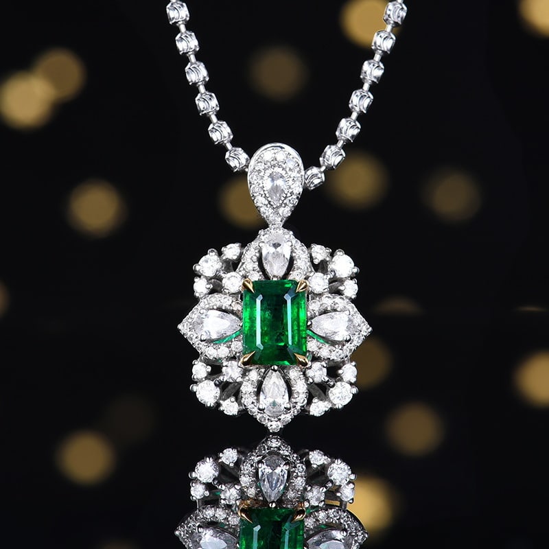14k Gold 1.03 Ctw Vivid Green Natural Emerald & Diamond Ring/pendant( Without Chain ) - 7