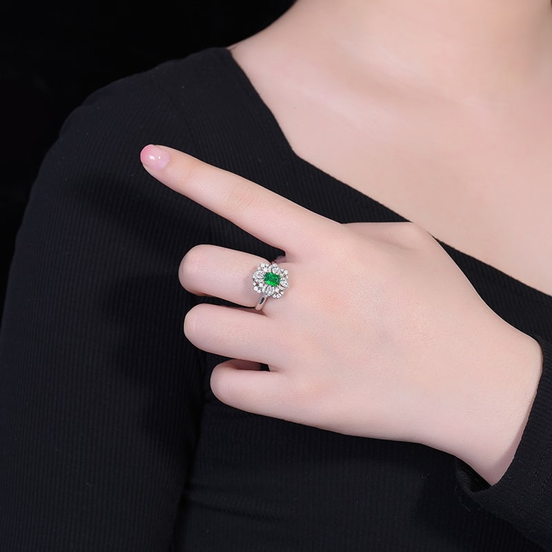 14k Gold 1.03 Ctw Vivid Green Natural Emerald & Diamond Ring/pendant( Without Chain ) - 8