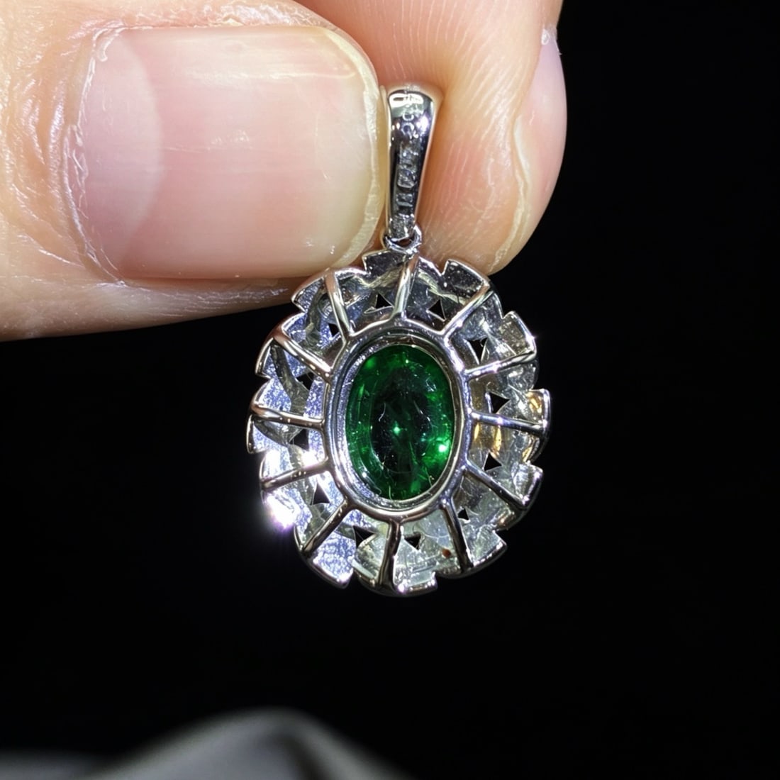 14k Gold 1.91 Ctw Natural Emerald & Diamond Pendant( Without Chain ) - 5