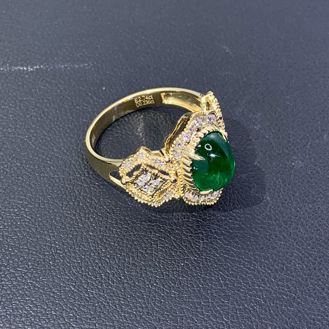 14k Gold 2.97 Ctw Vivid Green Natural Emerald & Diamond Ring - 6