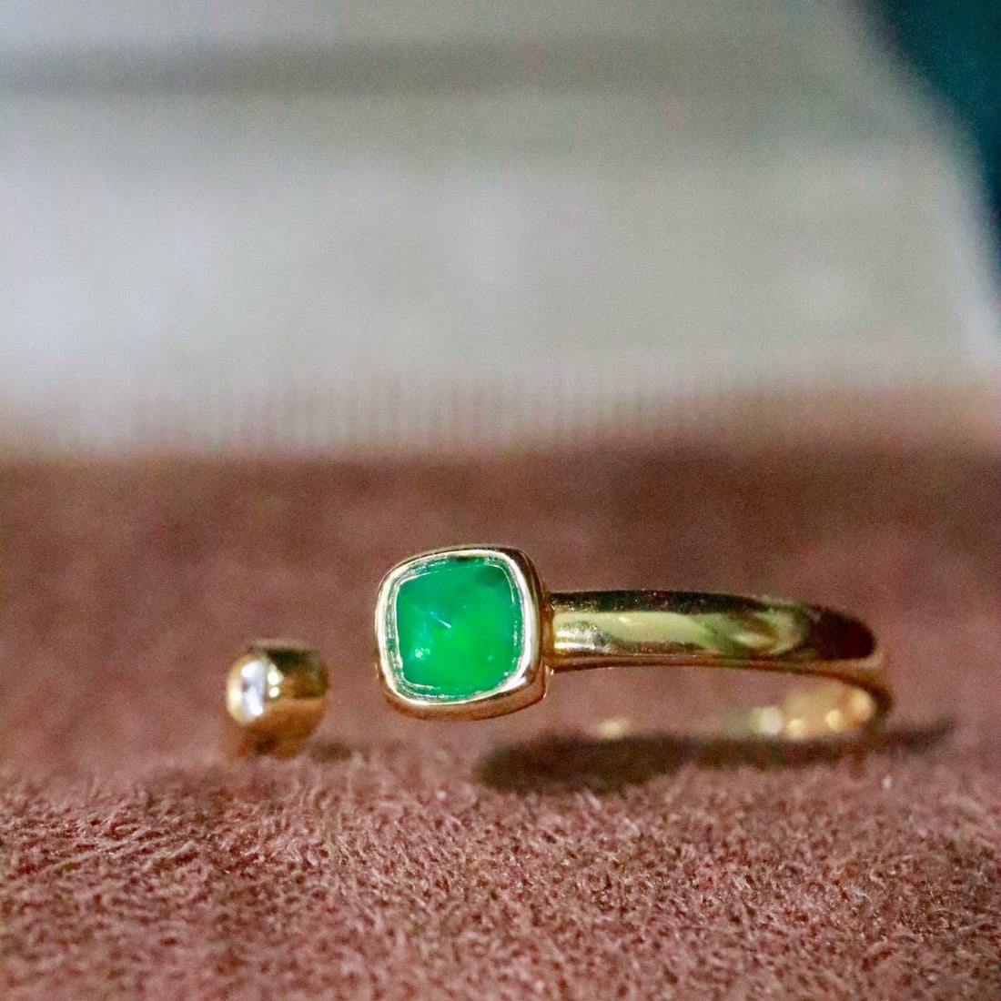 14k Gold 0.27 Ctw Natural Emerald & Diamond Ring - 2