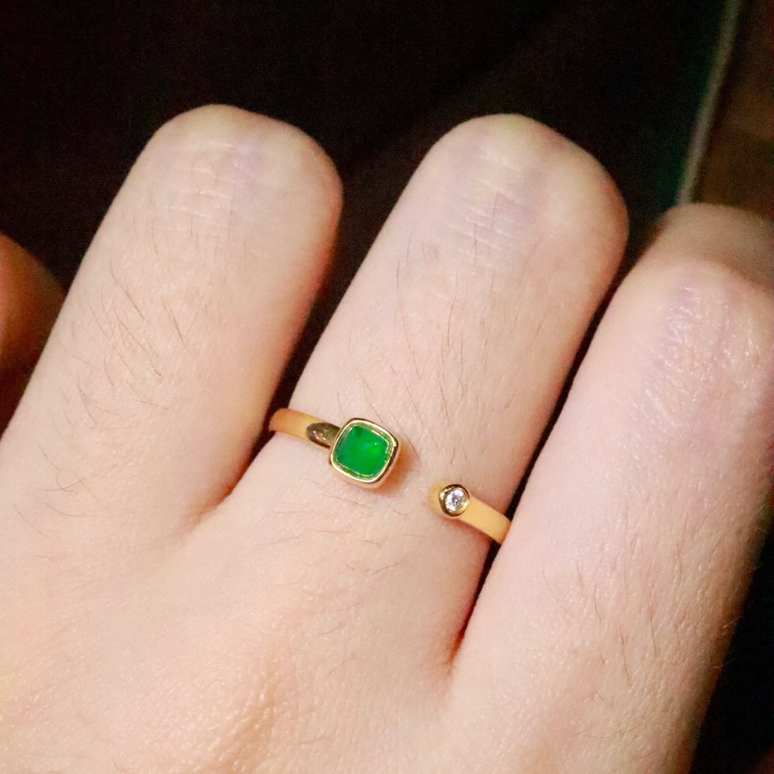 14k Gold 0.27 Ctw Natural Emerald & Diamond Ring - 5