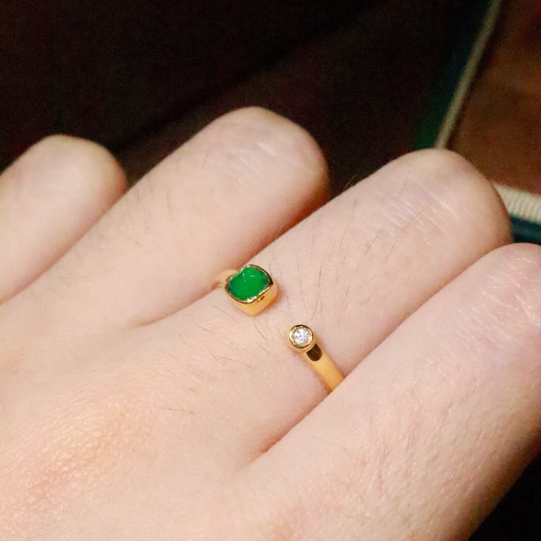 14k Gold 0.27 Ctw Natural Emerald & Diamond Ring - 6