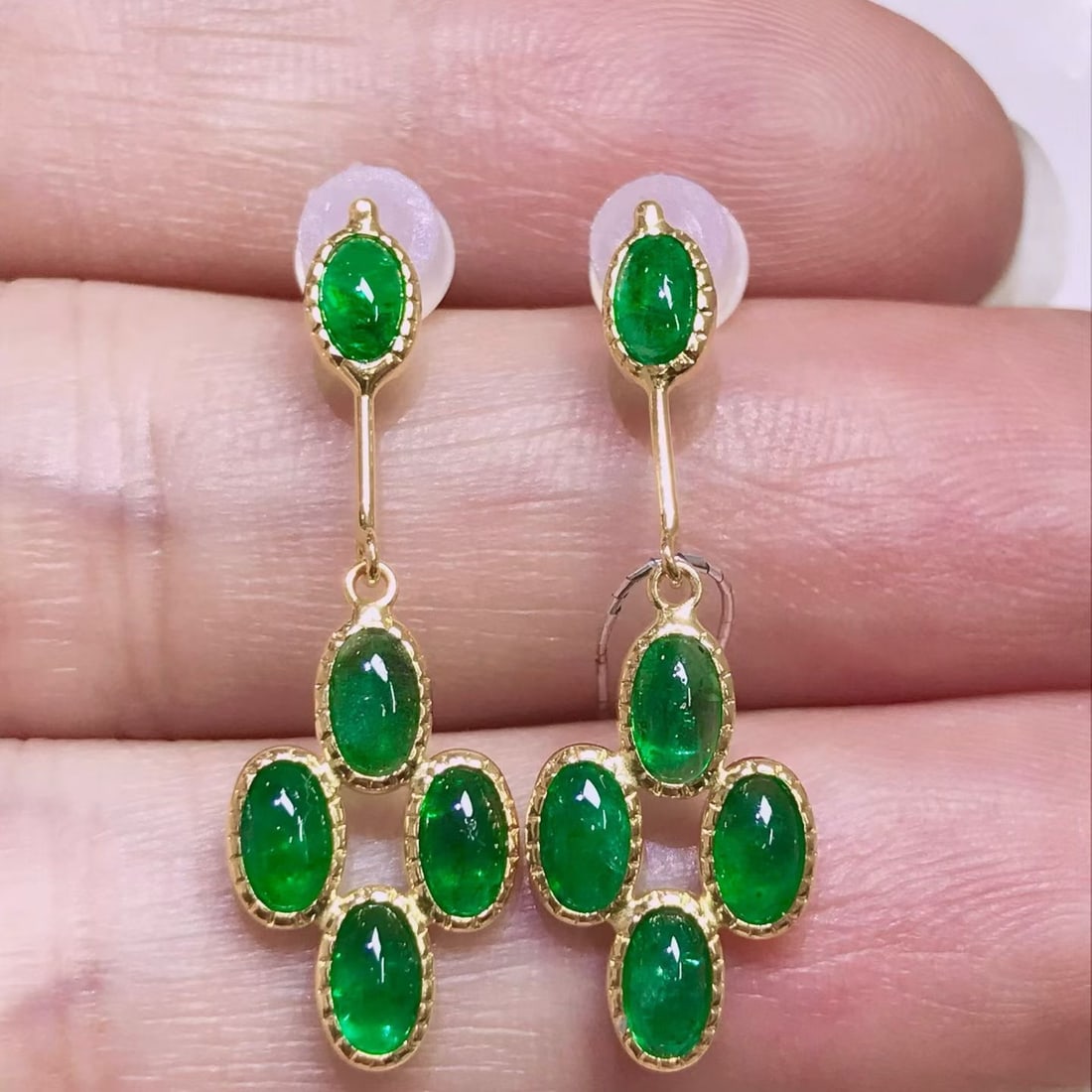 14k Gold 2.61 Ct Natural Emerald Earrings - 3