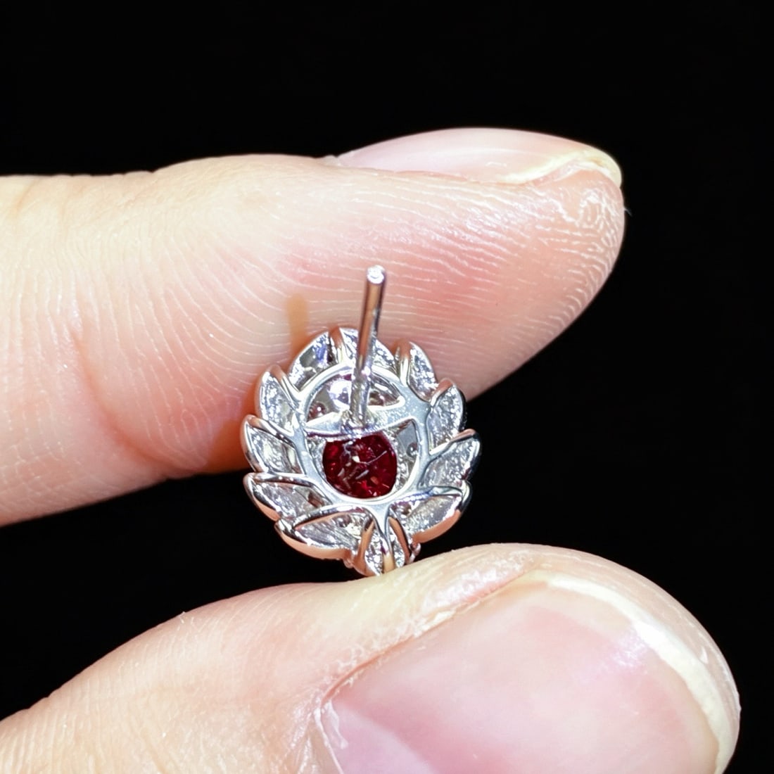 14k Gold 1.50 Ctw Vivid Red Natural Ruby & Diamond Earrings - 5