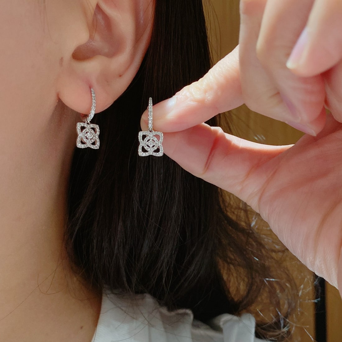 14k Gold 0.42 Ct Natural H Diamond Earrings - 3