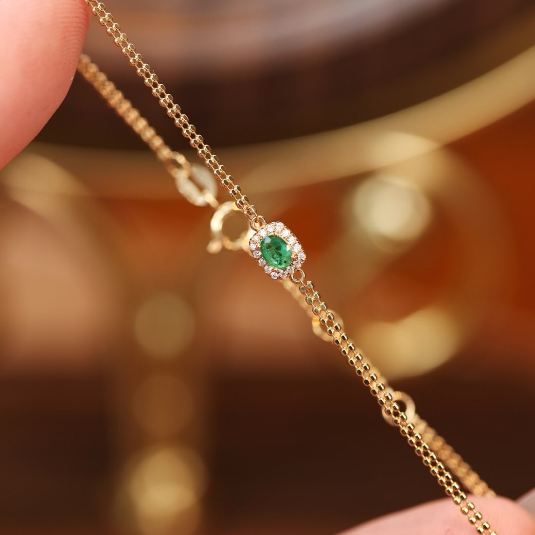 14k Gold 0.23 Ctw Natural Emerald & Diamond Bracelet - 3