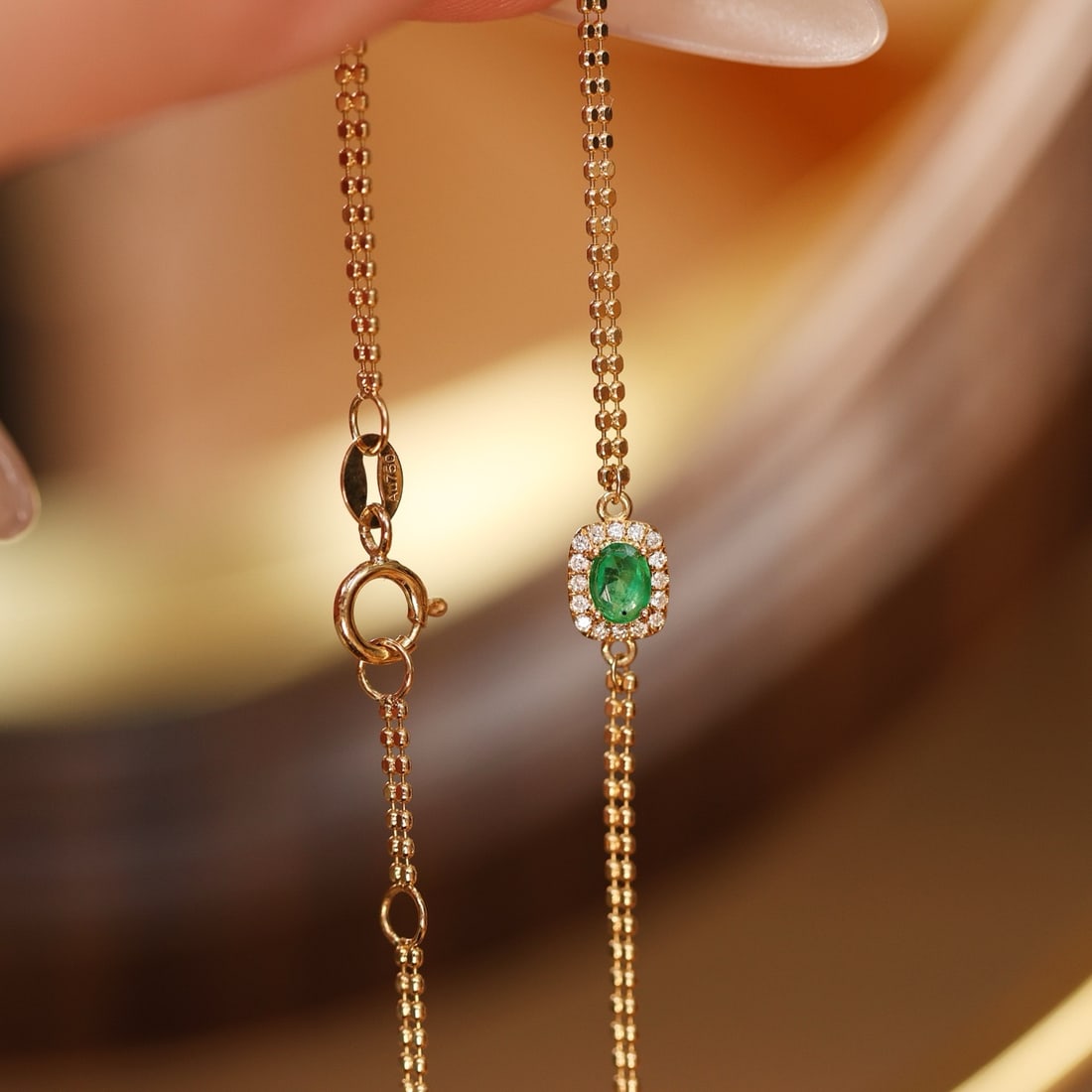 14k Gold 0.23 Ctw Natural Emerald & Diamond Bracelet - 4