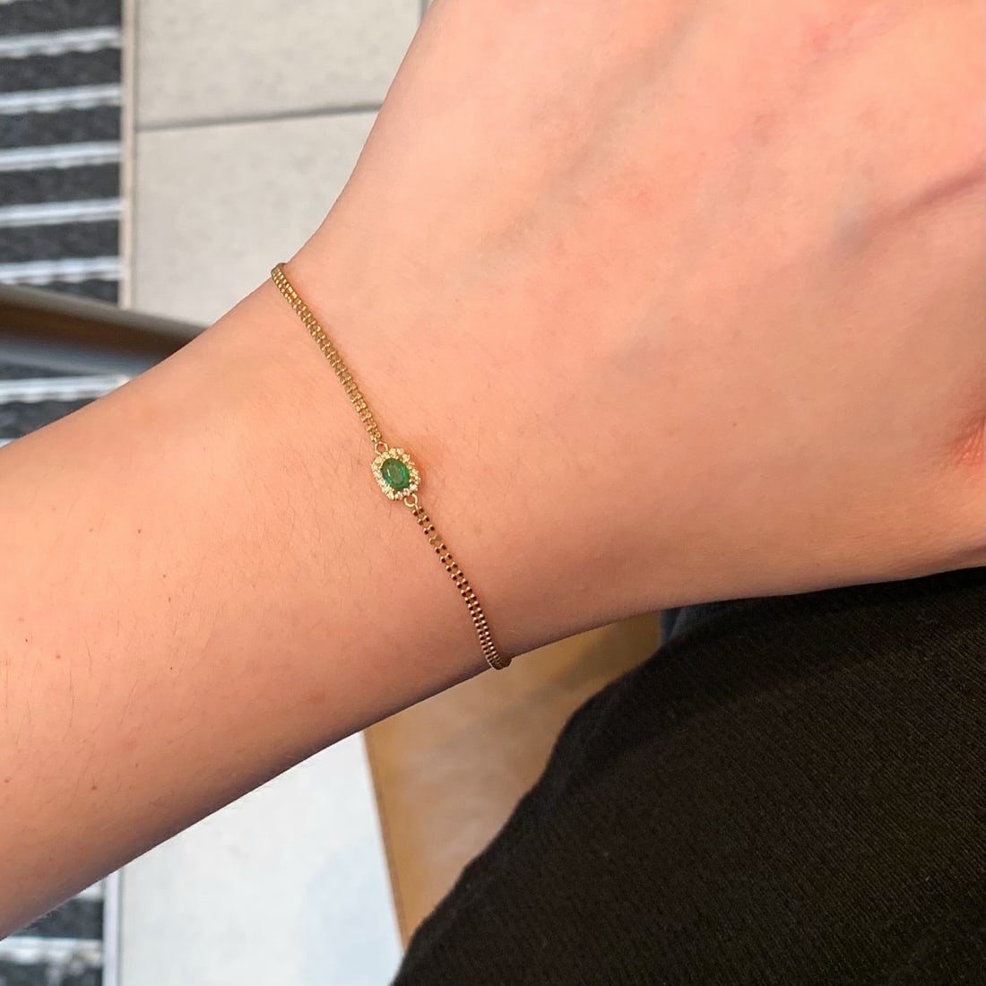 14k Gold 0.23 Ctw Natural Emerald & Diamond Bracelet - 5
