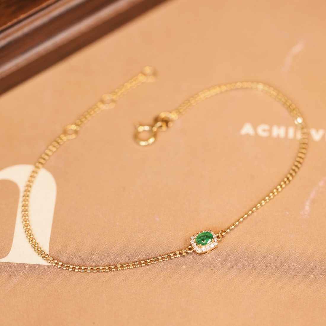 14k Gold 0.23 Ctw Natural Emerald & Diamond Bracelet - 6