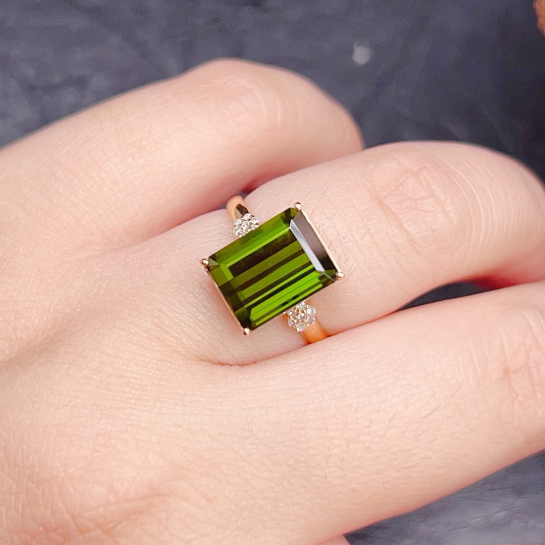 14k Gold 5.57 Ctw Natural Tourmaline & Diamond Ring - 7