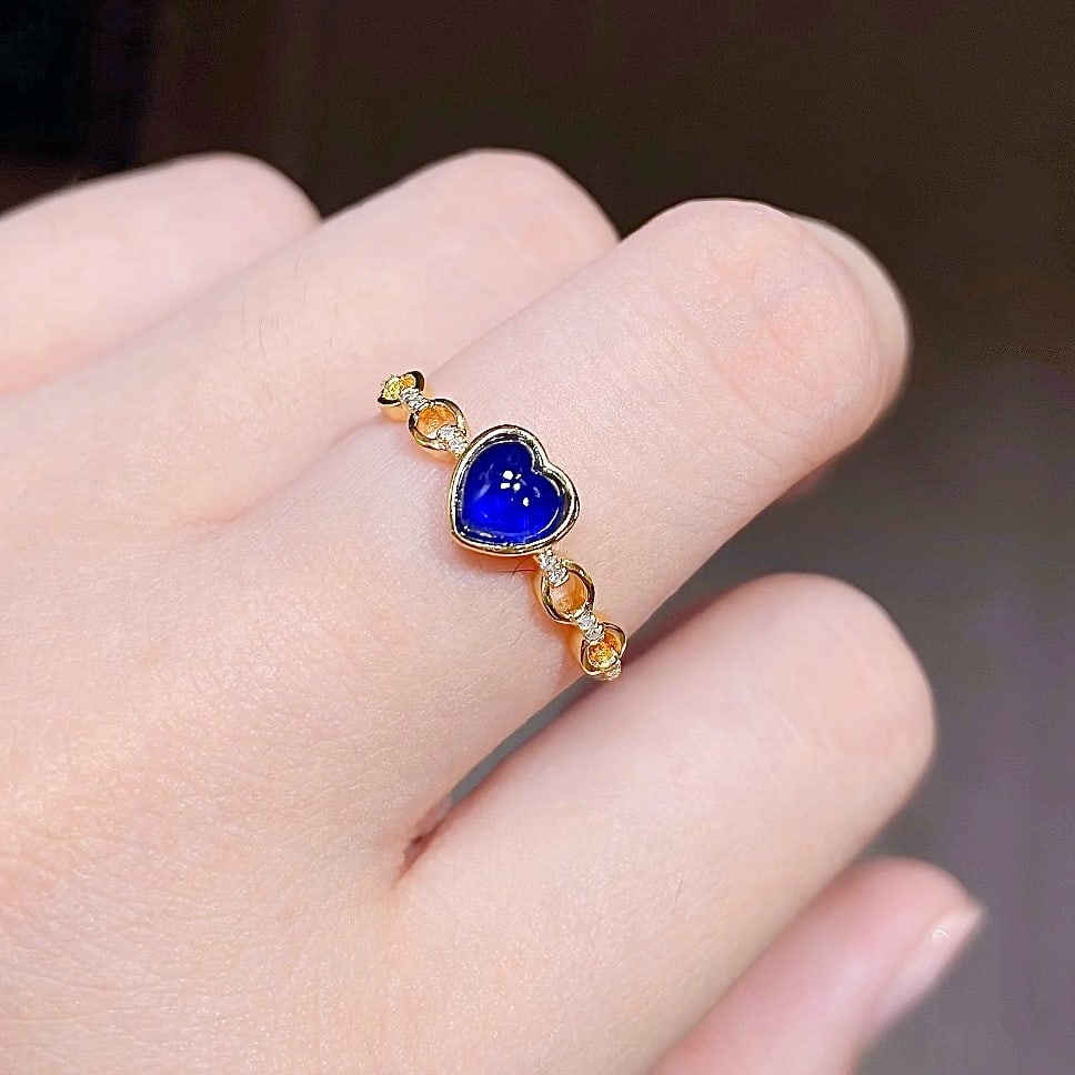 14k Gold 0.92 Ct Natural Sapphire & Diamond Ring - 3