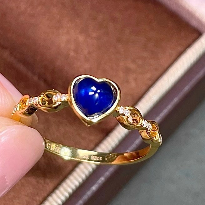 14k Gold 0.92 Ct Natural Sapphire & Diamond Ring - 4