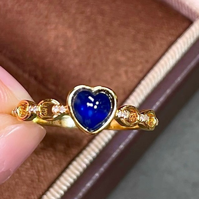 14k Gold 0.92 Ct Natural Sapphire & Diamond Ring - 5
