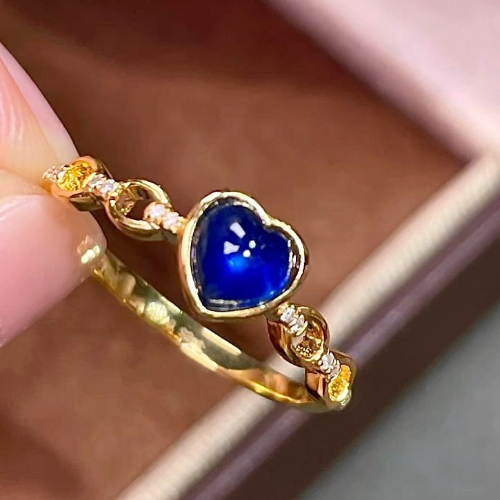 14k Gold 0.92 Ct Natural Sapphire & Diamond Ring - 6