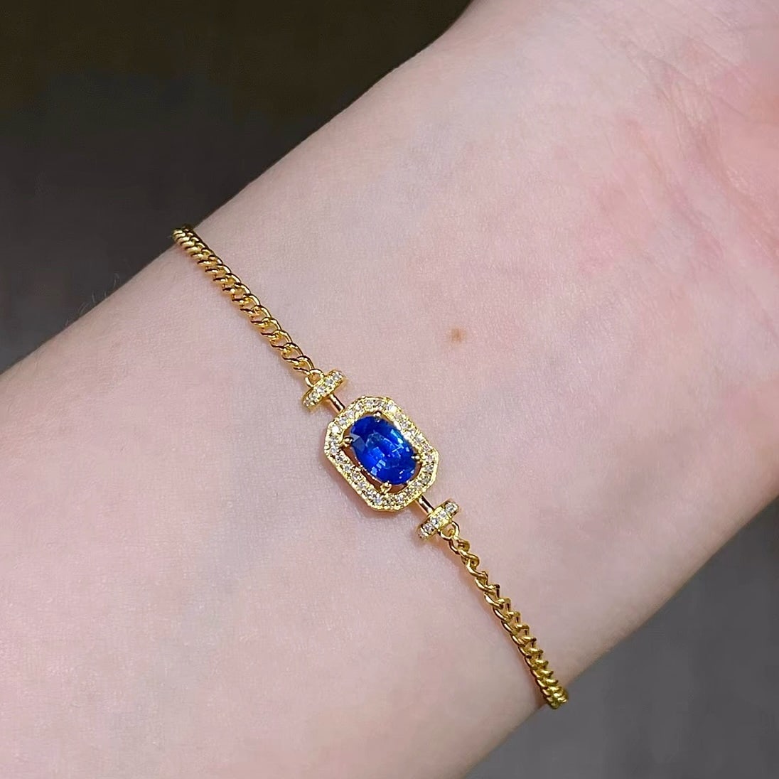 14k Gold 0.63 Ct Natural Sapphire & Diamond Bracelet - 4