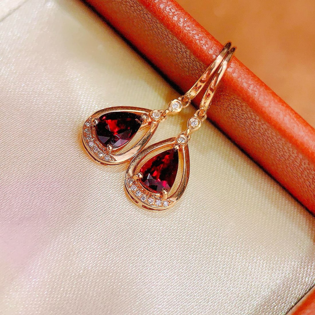 14k Gold 1.31 Ctw Natural Tourmaline & Diamond Earrings - 4