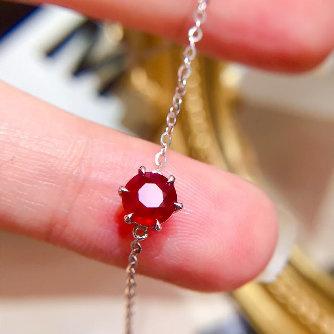 14k Gold 0.7 Ct Natural Ruby Bracelet - 2