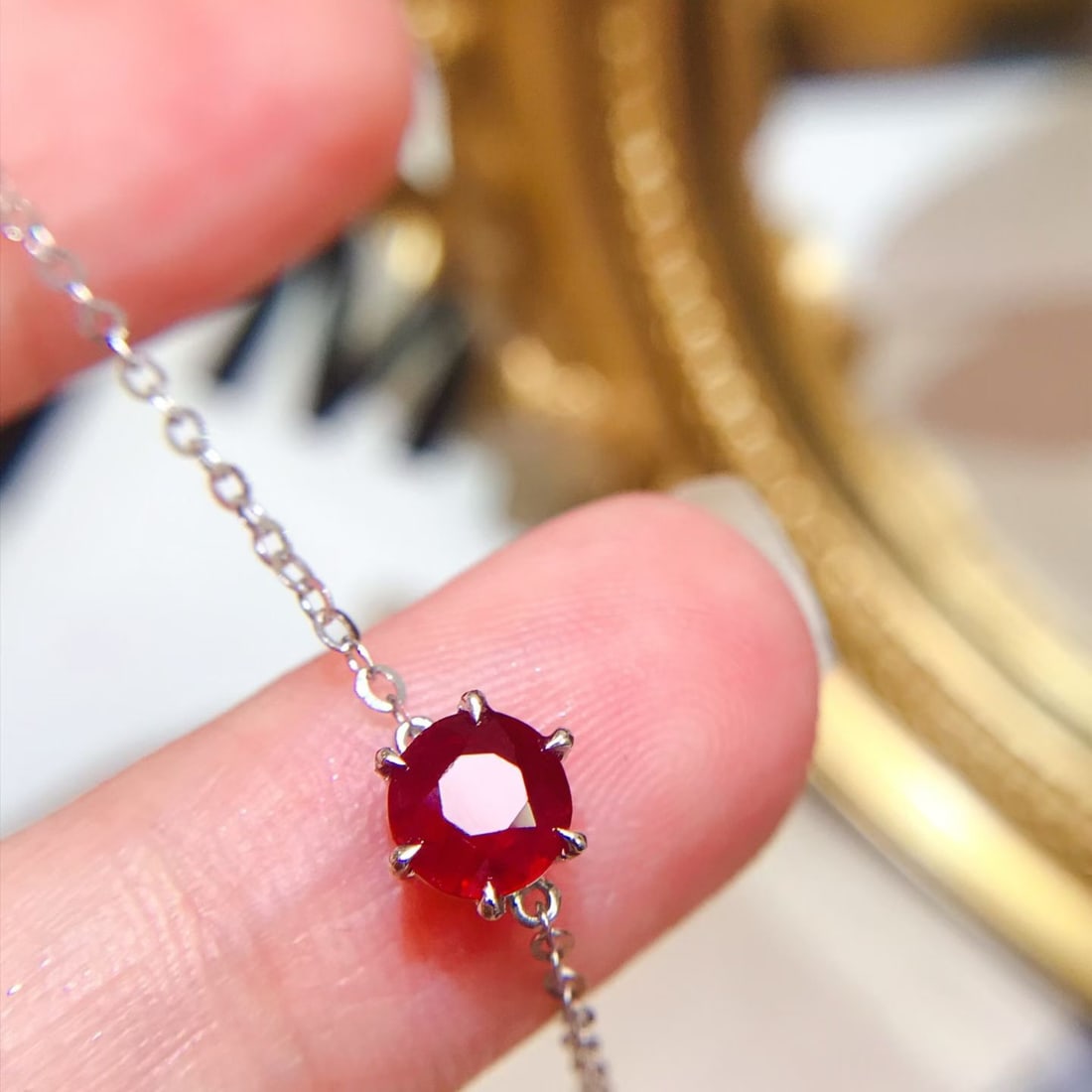 14k Gold 0.7 Ct Natural Ruby Bracelet - 3