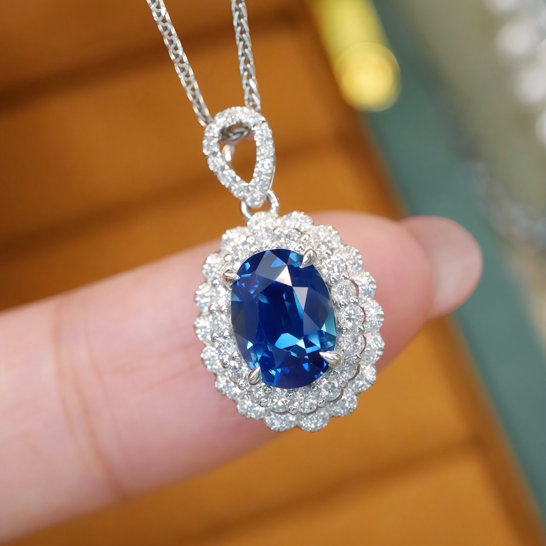 14k Gold 2.36 Ctw Natural Sapphire & Diamond Pendant( Without Chain ) (1 of 6)