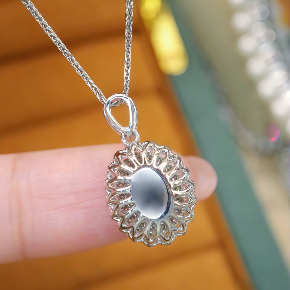 14k Gold 2.36 Ctw Natural Sapphire & Diamond Pendant( Without Chain ) - 4