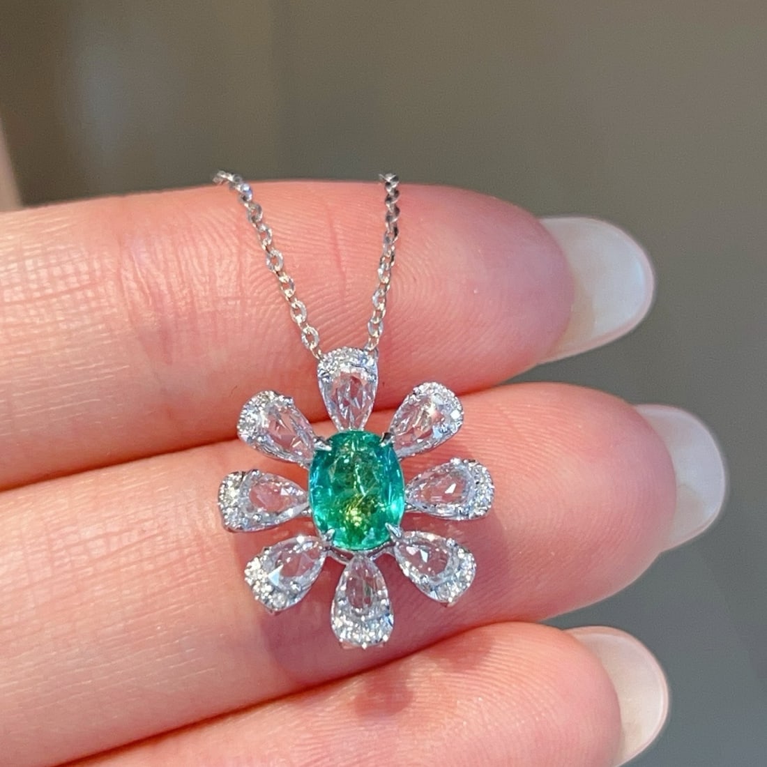 14k Gold 0.8 Ct Natural Paraiba Tourmaline & Diamond & Sapphire Pendant( Without Chain ) - 3