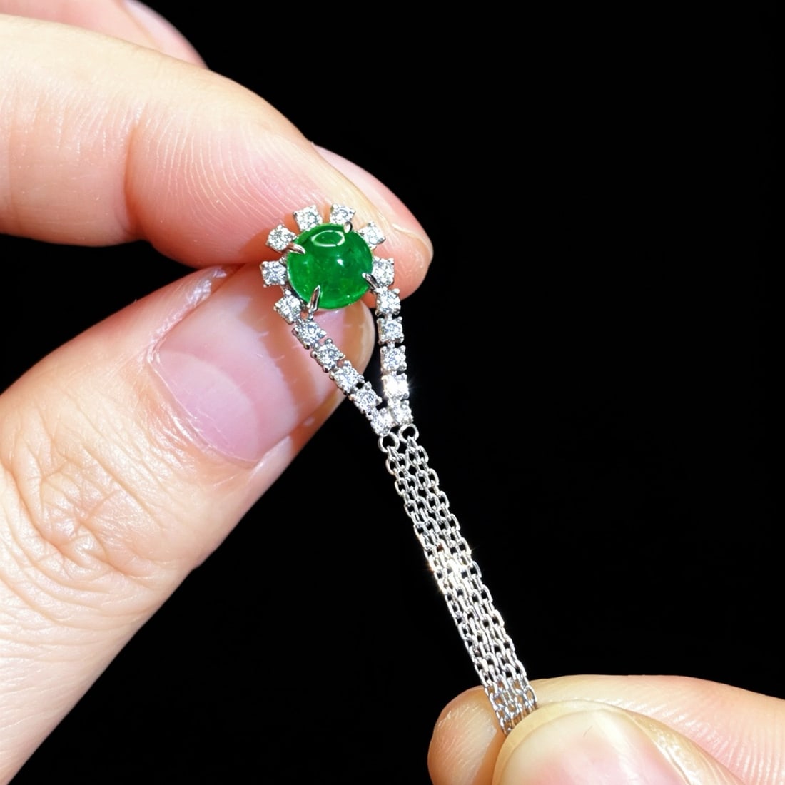 14k Gold 2.25 Ctw Vivid Green Natural Emerald & Diamond Earrings - 4