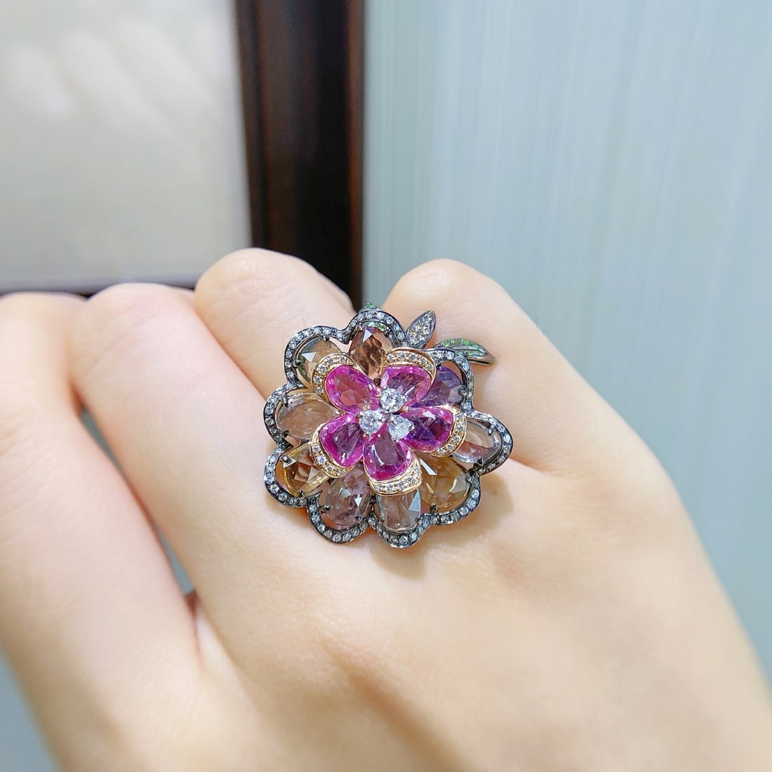 14k Gold 11.58 Ctw Natural Sapphire & Diamond Ring - 4