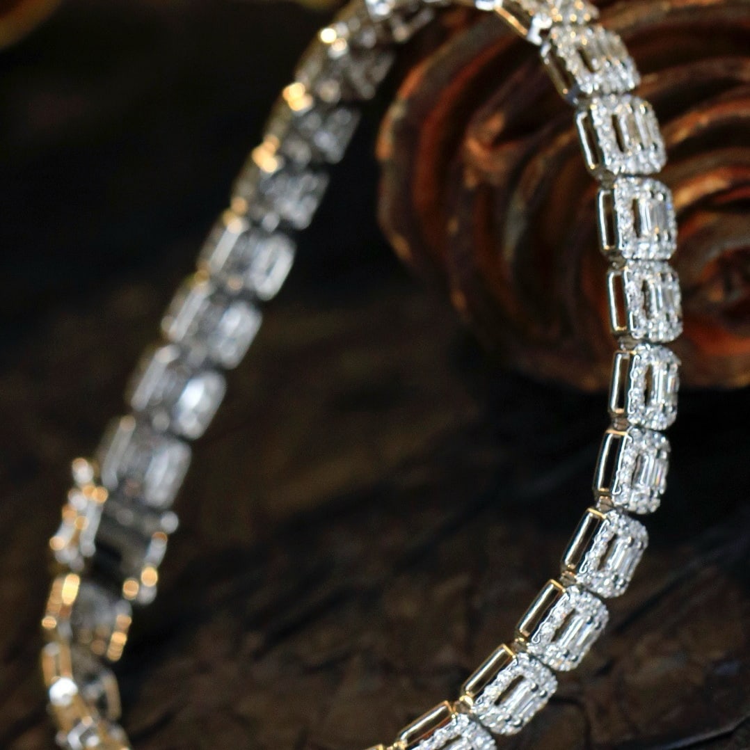 14k Gold 3.5 Ct Natural H Diamond Bracelet - 7