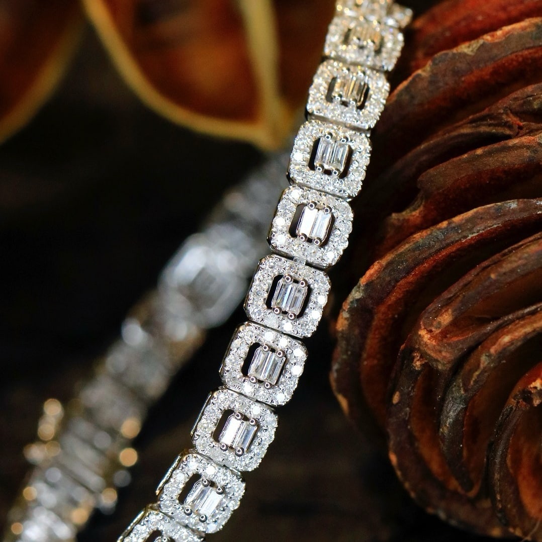 14k Gold 3.5 Ct Natural H Diamond Bracelet - 8